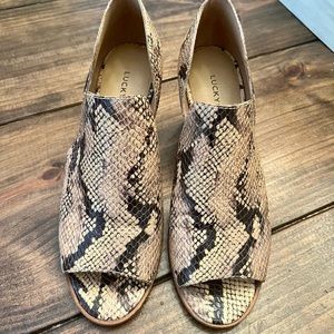 Lucky Brand Snake Peep Toe Bootie 9M